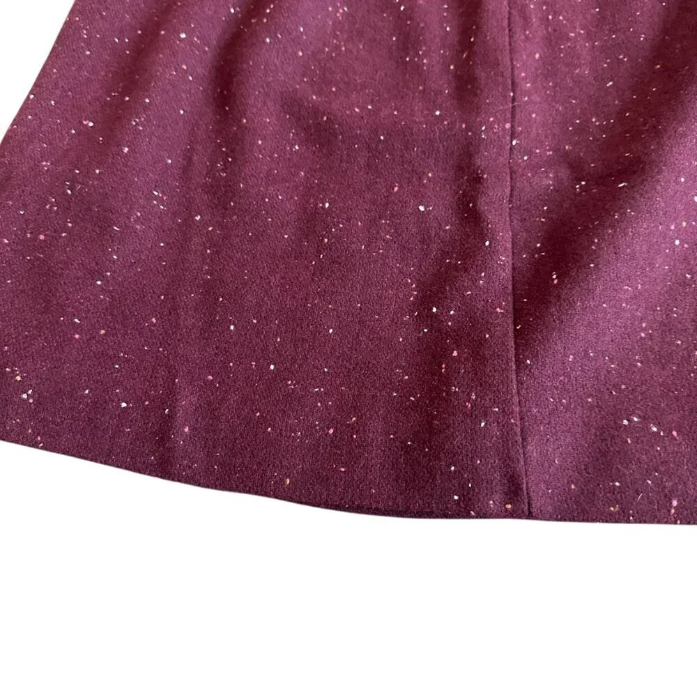 Banana Republic Burgundy Wool Blend Mini Skirt Faux Wrap Festive Fall Size 6 NWT